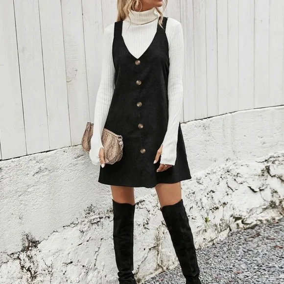 BellanBlue Black Mini Dress with White Turtleneck - Picture 2 of 5